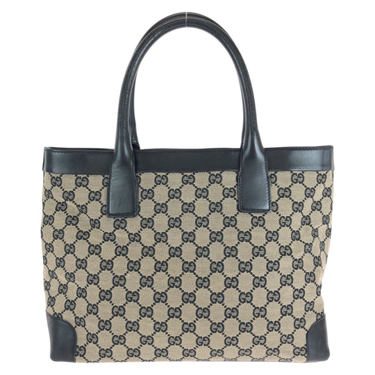 GUCCI Tote Bag 002 1119 GG canvas, leather Black GoldMetal Tote Bag handbag Women Used Authentic