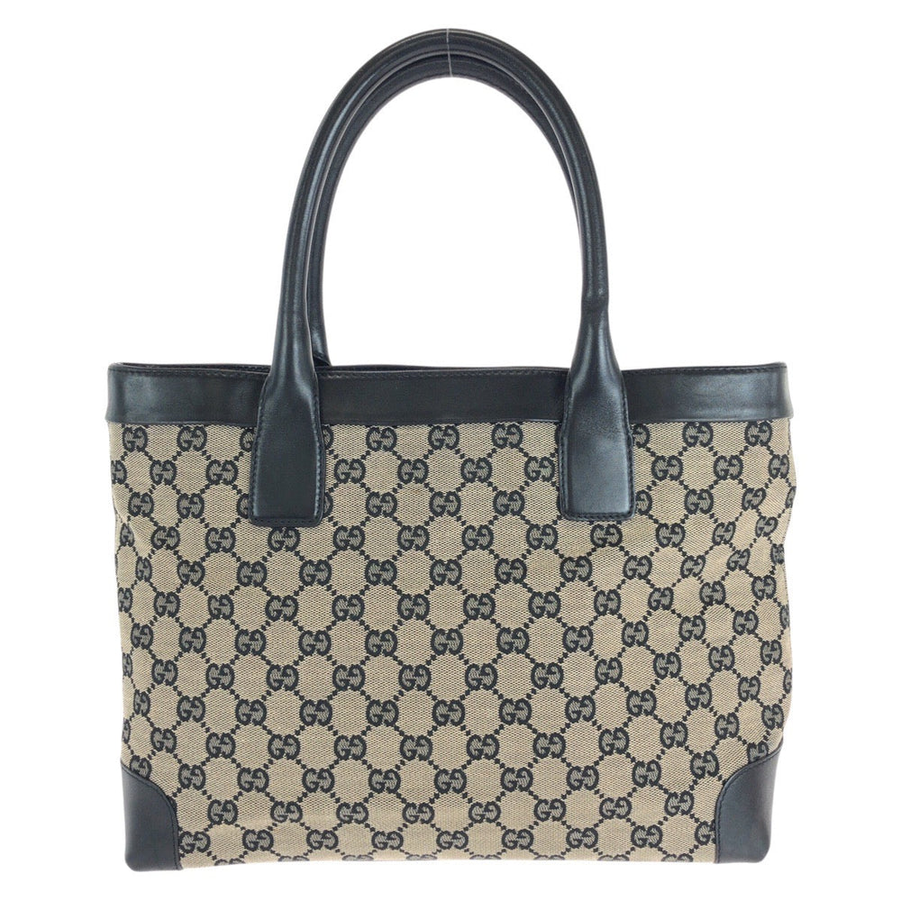 GUCCI Tote Bag 002 1119 GG canvas, leather Black GoldMetal Tote Bag handbag Women Used Authentic