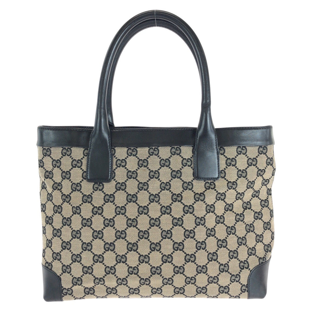 GUCCI Tote Bag 002 1119 GG canvas, leather Black GoldMetal Tote Bag handbag Women Used Authentic