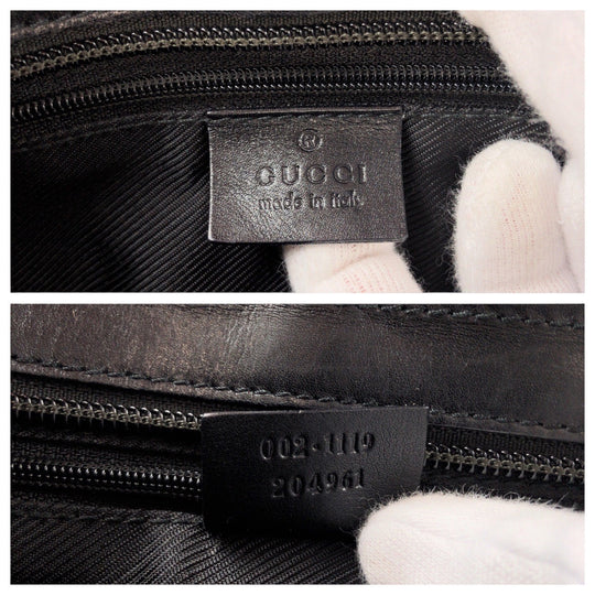 GUCCI Tote Bag 002 1119 GG canvas, leather Black GoldMetal Tote Bag handbag Women Used Authentic