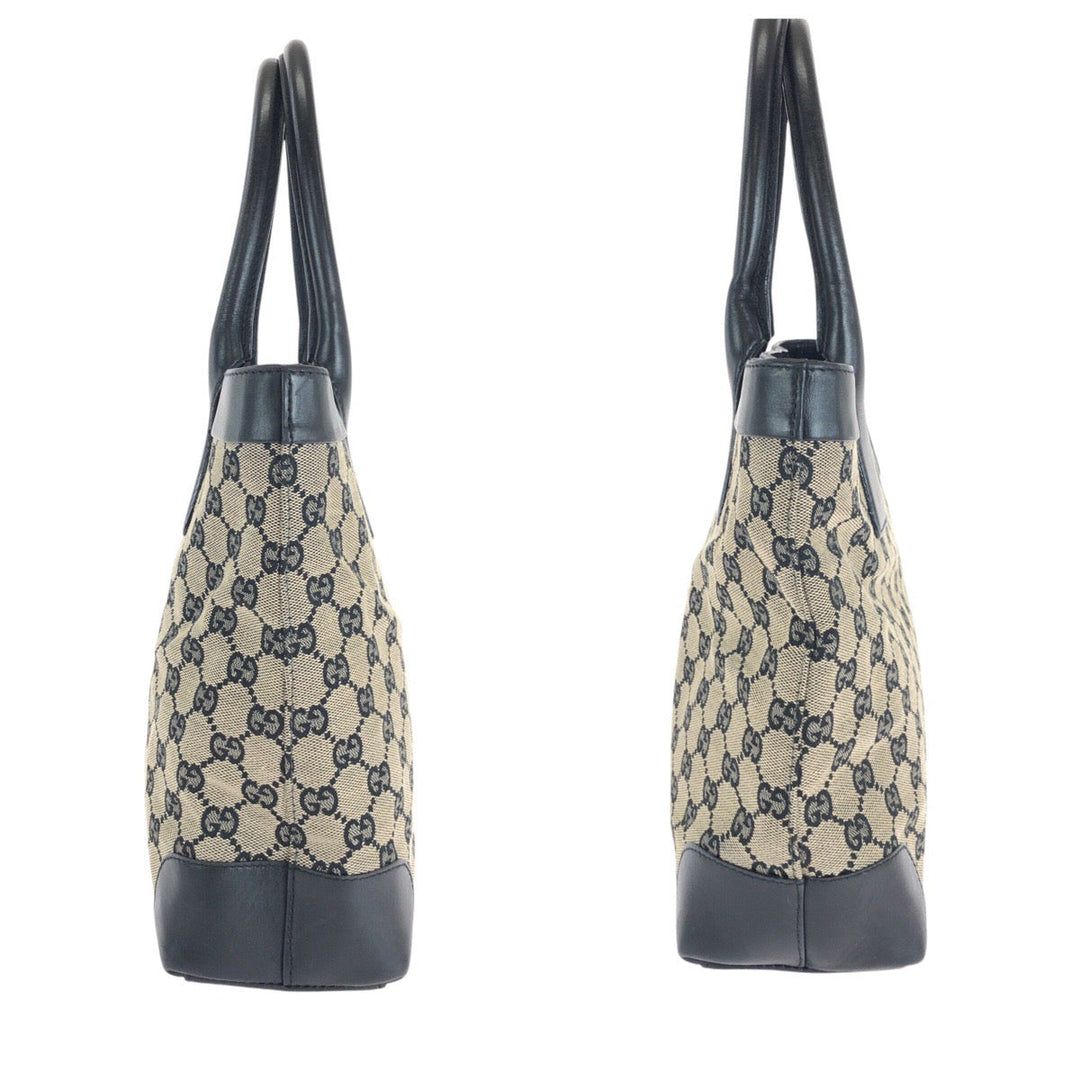 GUCCI Tote Bag 002 1119 GG canvas, leather Black GoldMetal Tote Bag handbag Women Used Authentic