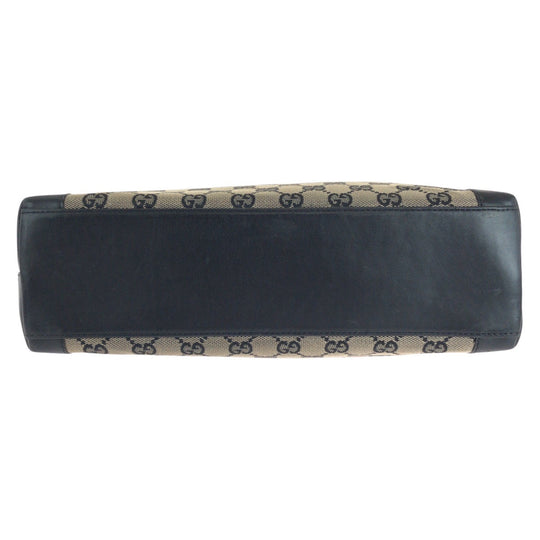 GUCCI Tote Bag 002 1119 GG canvas, leather Black GoldMetal Tote Bag handbag Women Used Authentic