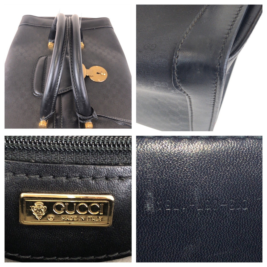 GUCCI Handbag 013 087 1754 GG canvas, leather Black GoldMetal handbag doctor's bag Old Gucci Women Used Authentic