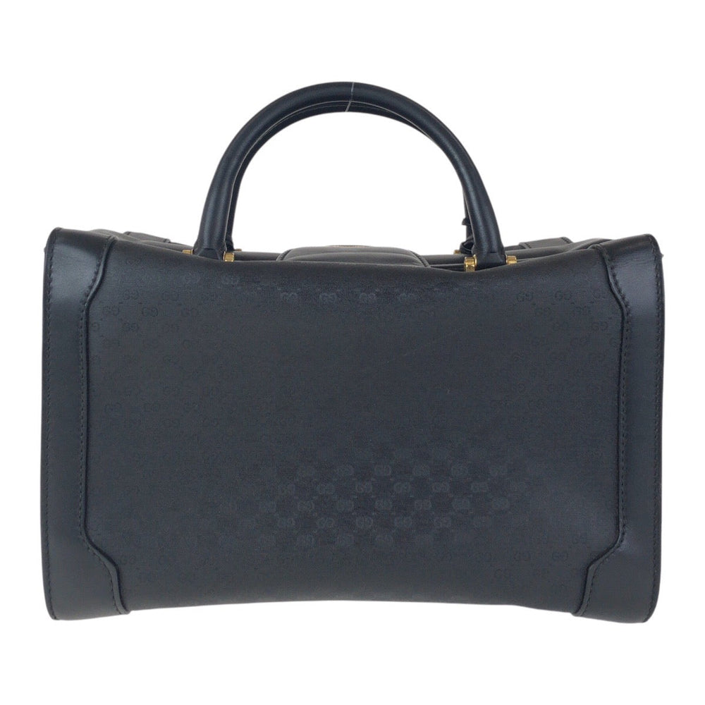 GUCCI Handbag 013 087 1754 GG canvas, leather Black GoldMetal handbag doctor's bag Old Gucci Women Used Authentic