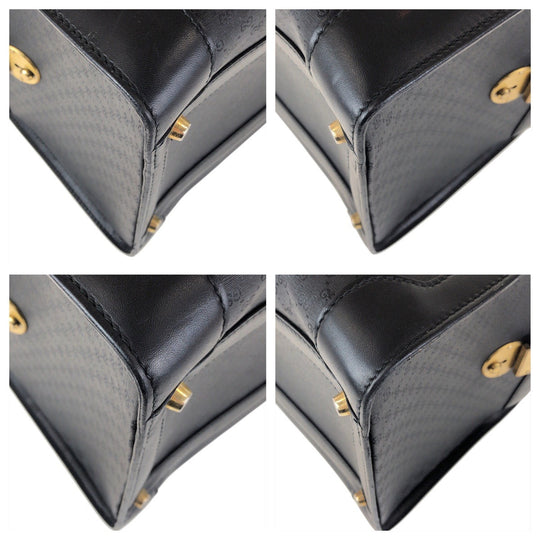 GUCCI Handbag 013 087 1754 GG canvas, leather Black GoldMetal handbag doctor's bag Old Gucci Women Used Authentic