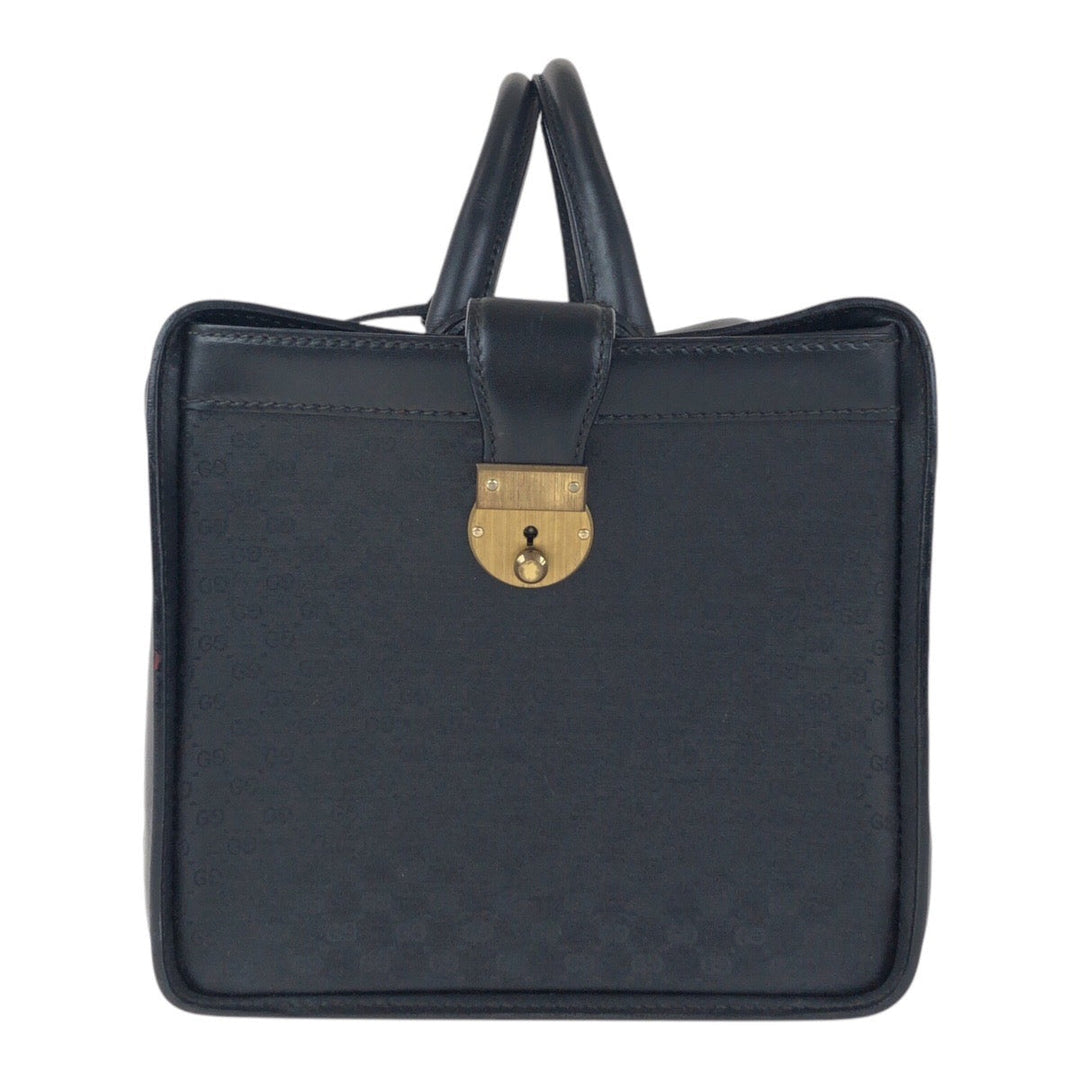 GUCCI Handbag 013 087 1754 GG canvas, leather Black GoldMetal handbag doctor's bag Old Gucci Women Used Authentic