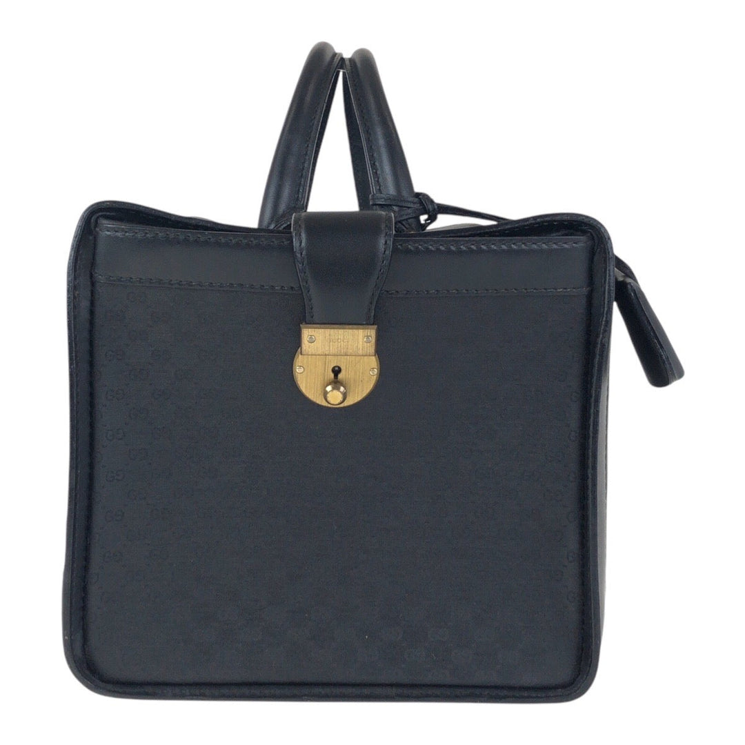 GUCCI Handbag 013 087 1754 GG canvas, leather Black GoldMetal handbag doctor's bag Old Gucci Women Used Authentic