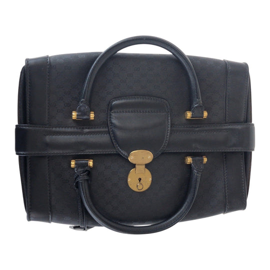 GUCCI Handbag 013 087 1754 GG canvas, leather Black GoldMetal handbag doctor's bag Old Gucci Women Used Authentic