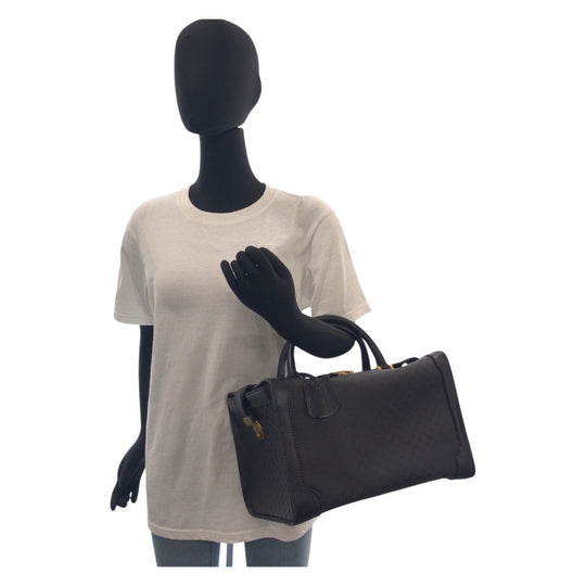 GUCCI Handbag 013 087 1754 GG canvas, leather Black GoldMetal handbag doctor's bag Old Gucci Women Used Authentic
