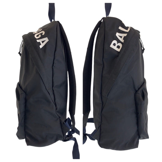 BALENCIAGA Backpack 565798 Nylon Black White SilverMetal Backpack Backpack Wheel mens Used Authentic