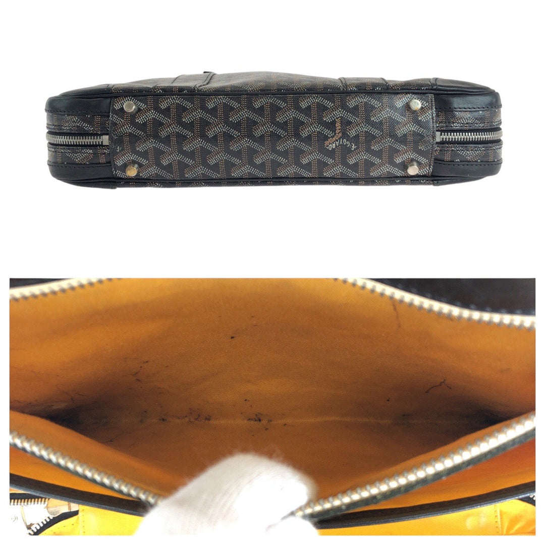 GOYARD Business bag PVC, Leather Black Yellow SilverMetal Business bag briefcase Ambasard PM mens Used Authentic