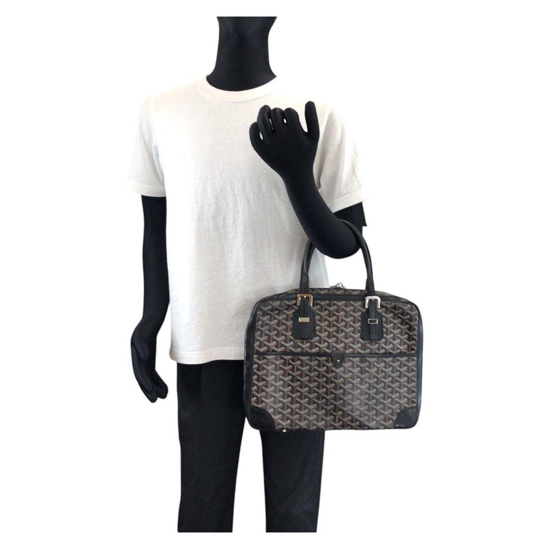 GOYARD Business bag PVC, Leather Black Yellow SilverMetal Business bag briefcase Ambasard PM mens Used Authentic