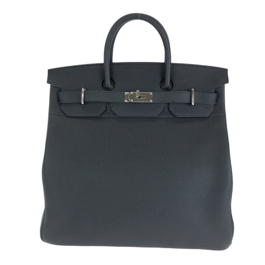 HERMES Handbag Togo black HAUT A COURROIES40