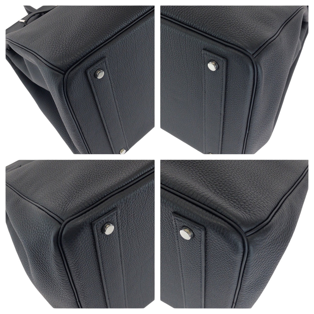 HERMES Handbag Togo black HAUT A COURROIES40