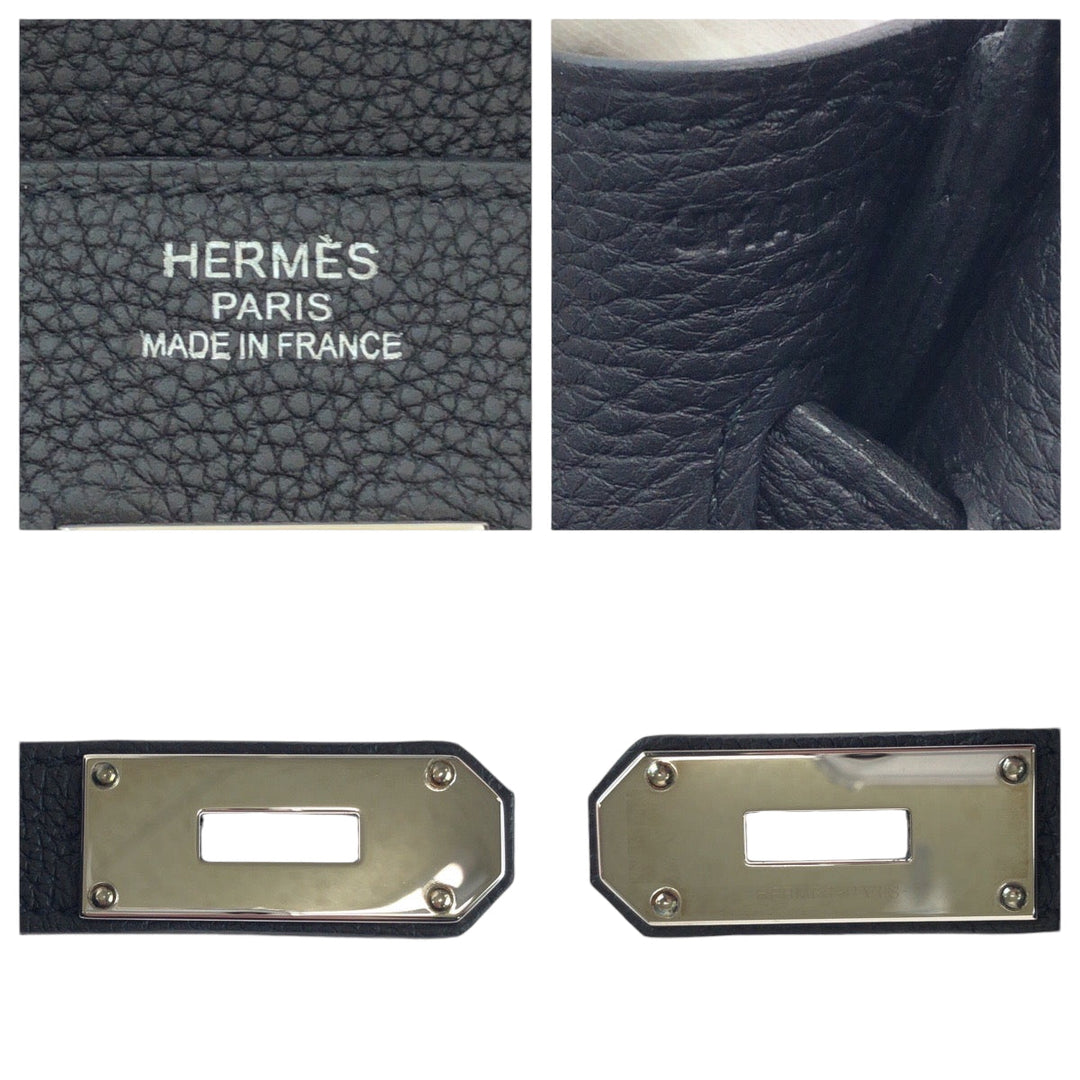 HERMES Handbag Togo black HAUT A COURROIES40