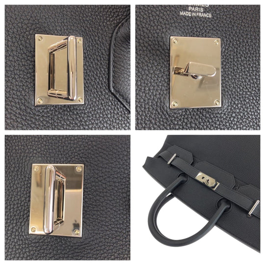HERMES Handbag Togo black HAUT A COURROIES40