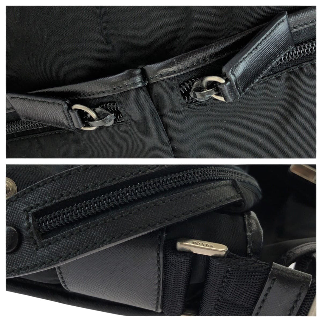PRADA Shoulder Bag V165 Nylon black Shoulder Bag Messenger bag Test Triangle With logo Women Used Authentic