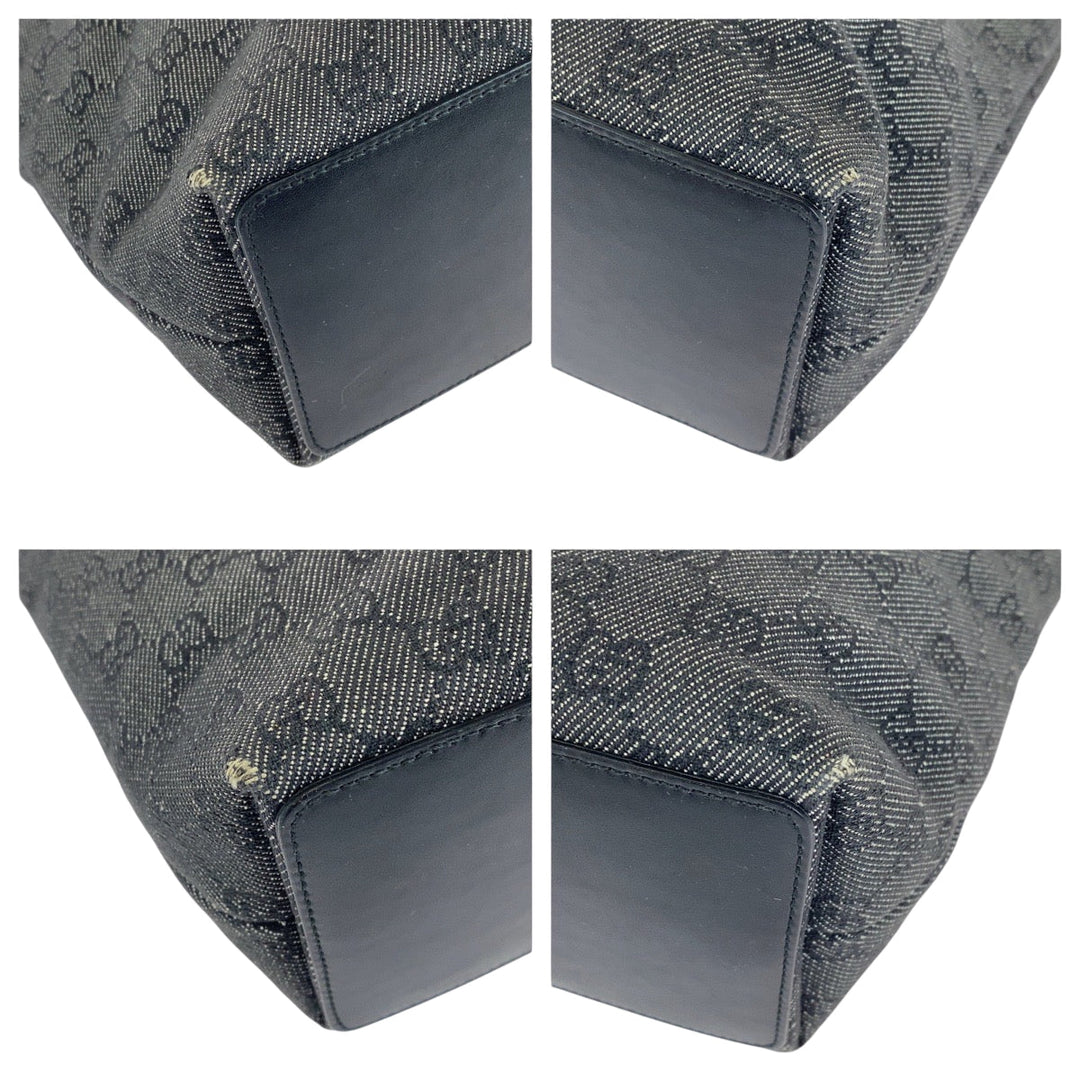 GUCCI Tote Bag 31244 GG canvas Black SilverMetal Tote Bag Shoulder Bag Women Used Authentic