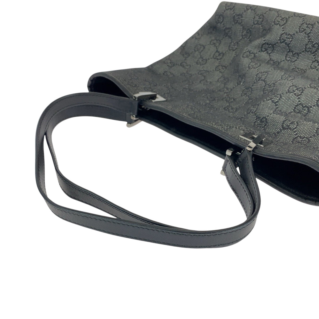 GUCCI Tote Bag 31244 GG canvas Black SilverMetal Tote Bag Shoulder Bag Women Used Authentic