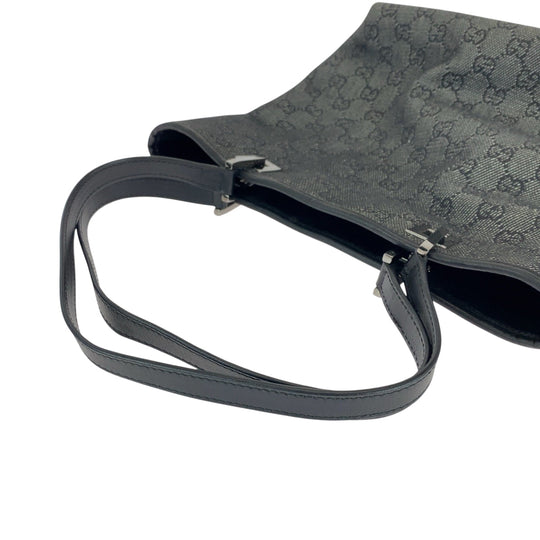 GUCCI Tote Bag 31244 GG canvas Black SilverMetal Tote Bag Shoulder Bag Women Used Authentic