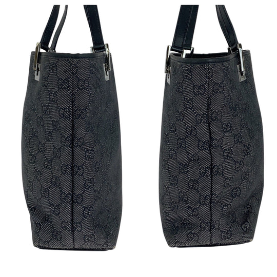 GUCCI Tote Bag 31244 GG canvas Black SilverMetal Tote Bag Shoulder Bag Women Used Authentic
