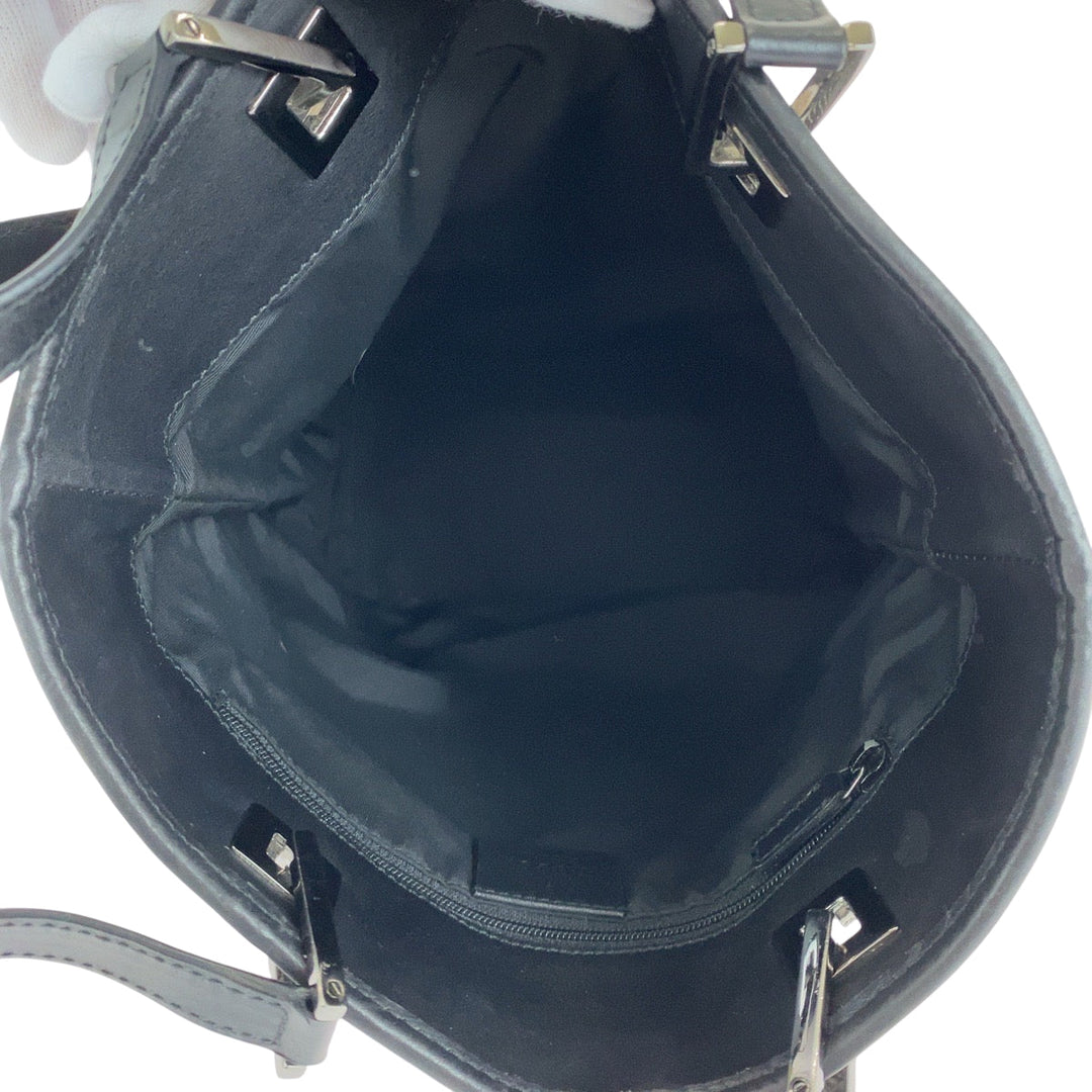 GUCCI Tote Bag 31244 GG canvas Black SilverMetal Tote Bag Shoulder Bag Women Used Authentic