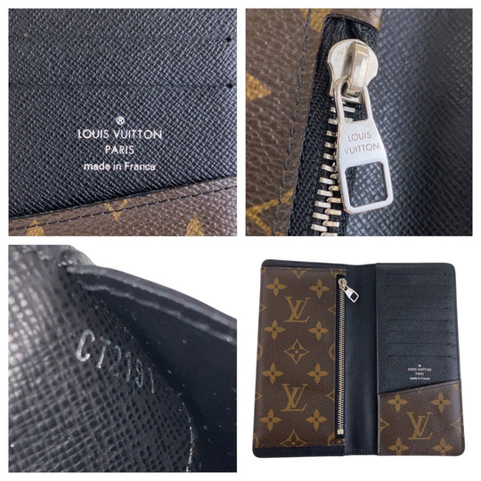 LOUIS VUITTON Long Wallet Purse M69410 PVC Brown black Long Wallet Purse Monogram Macasa Portefeuille Braza mens Used Authentic