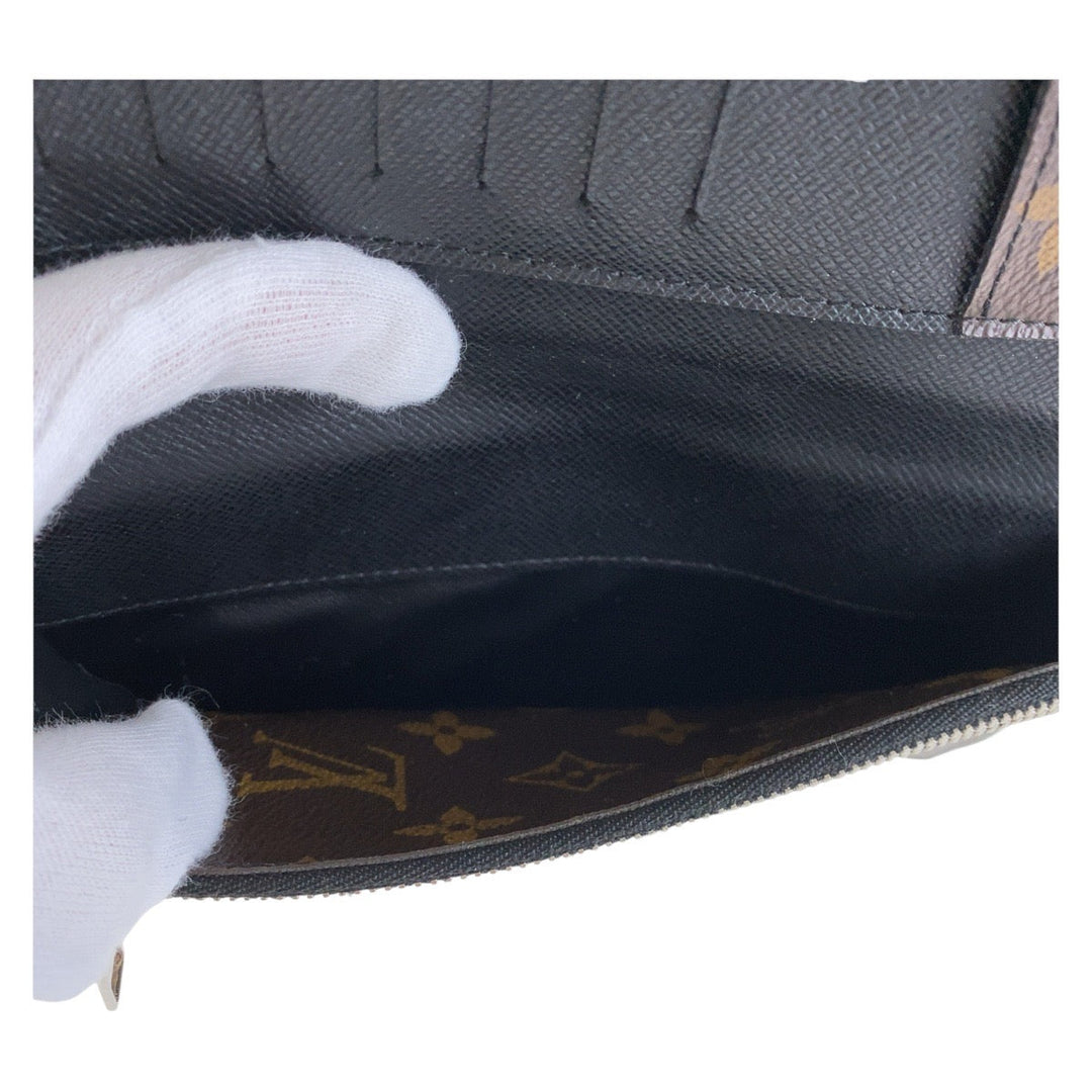 LOUIS VUITTON Long Wallet Purse M69410 PVC Brown black Long Wallet Purse Monogram Macasa Portefeuille Braza mens Used Authentic