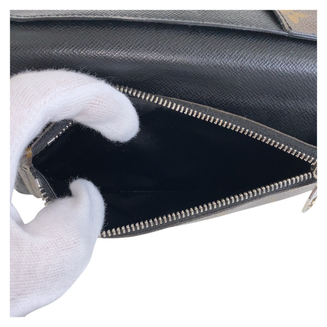 LOUIS VUITTON Long Wallet Purse M69410 PVC Brown black Long Wallet Purse Monogram Macasa Portefeuille Braza mens Used Authentic