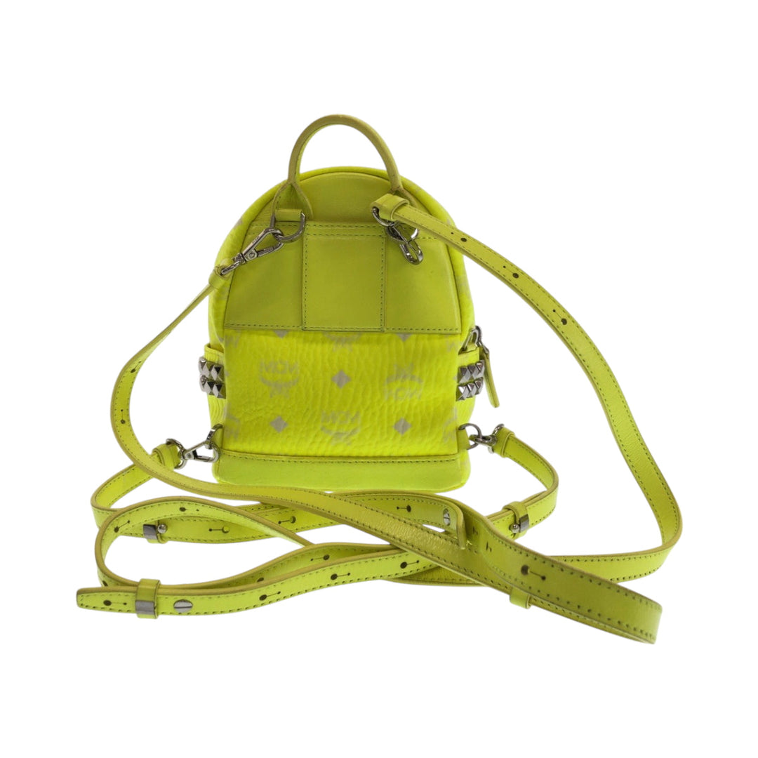 MCM Backpack leather Yellow Neon Color Backpack Backpack Visest Women Used Authentic