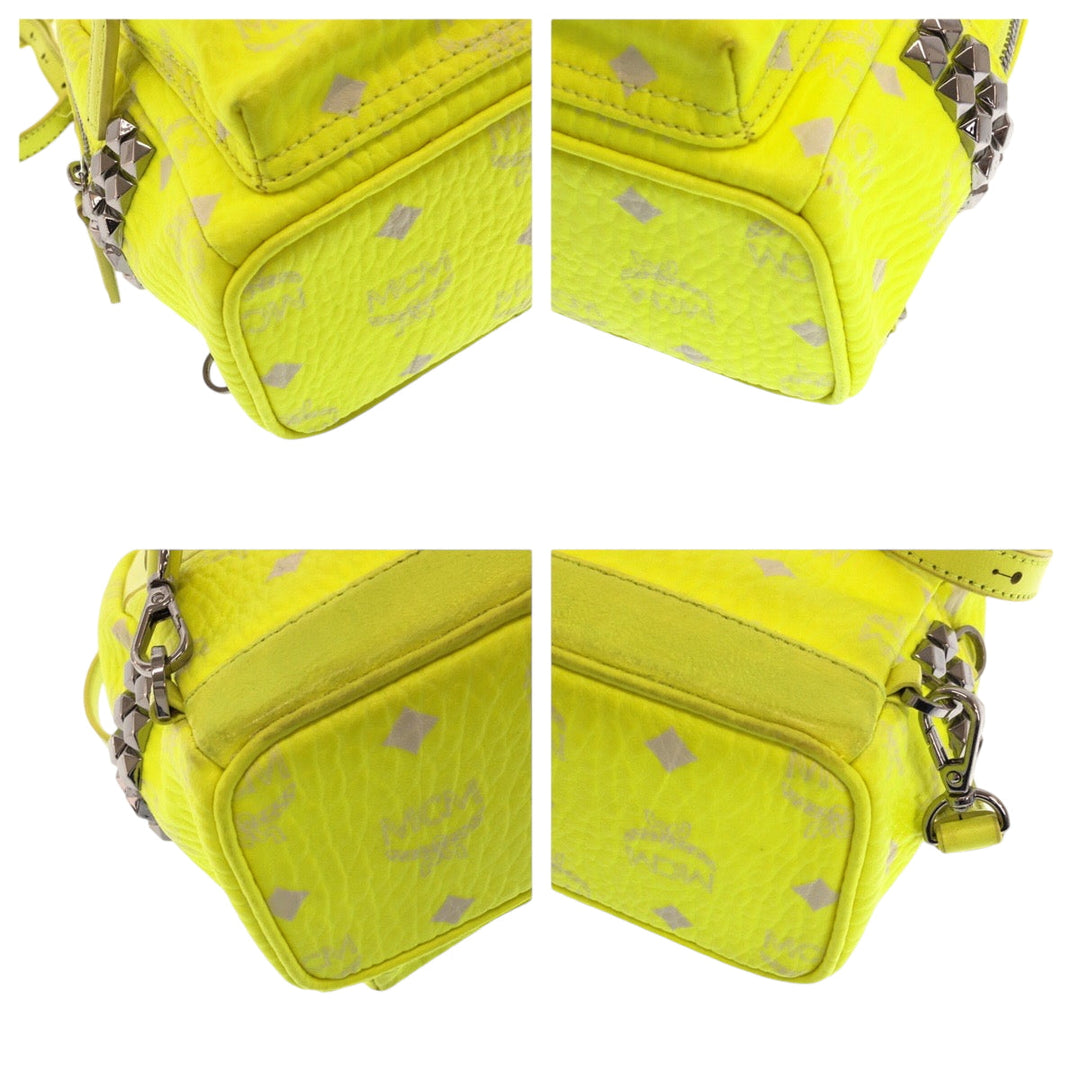 MCM Backpack leather Yellow Neon Color Backpack Backpack Visest Women Used Authentic