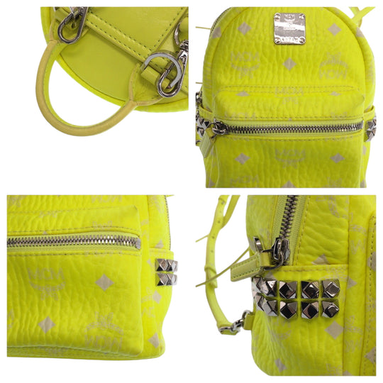 MCM Backpack leather Yellow Neon Color Backpack Backpack Visest Women Used Authentic