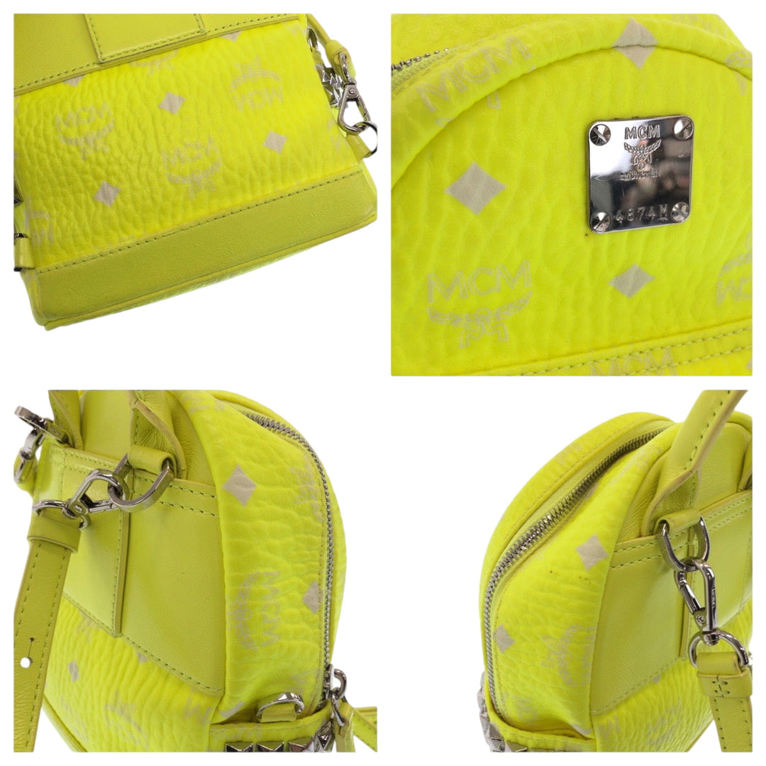 MCM Backpack leather Yellow Neon Color Backpack Backpack Visest Women Used Authentic