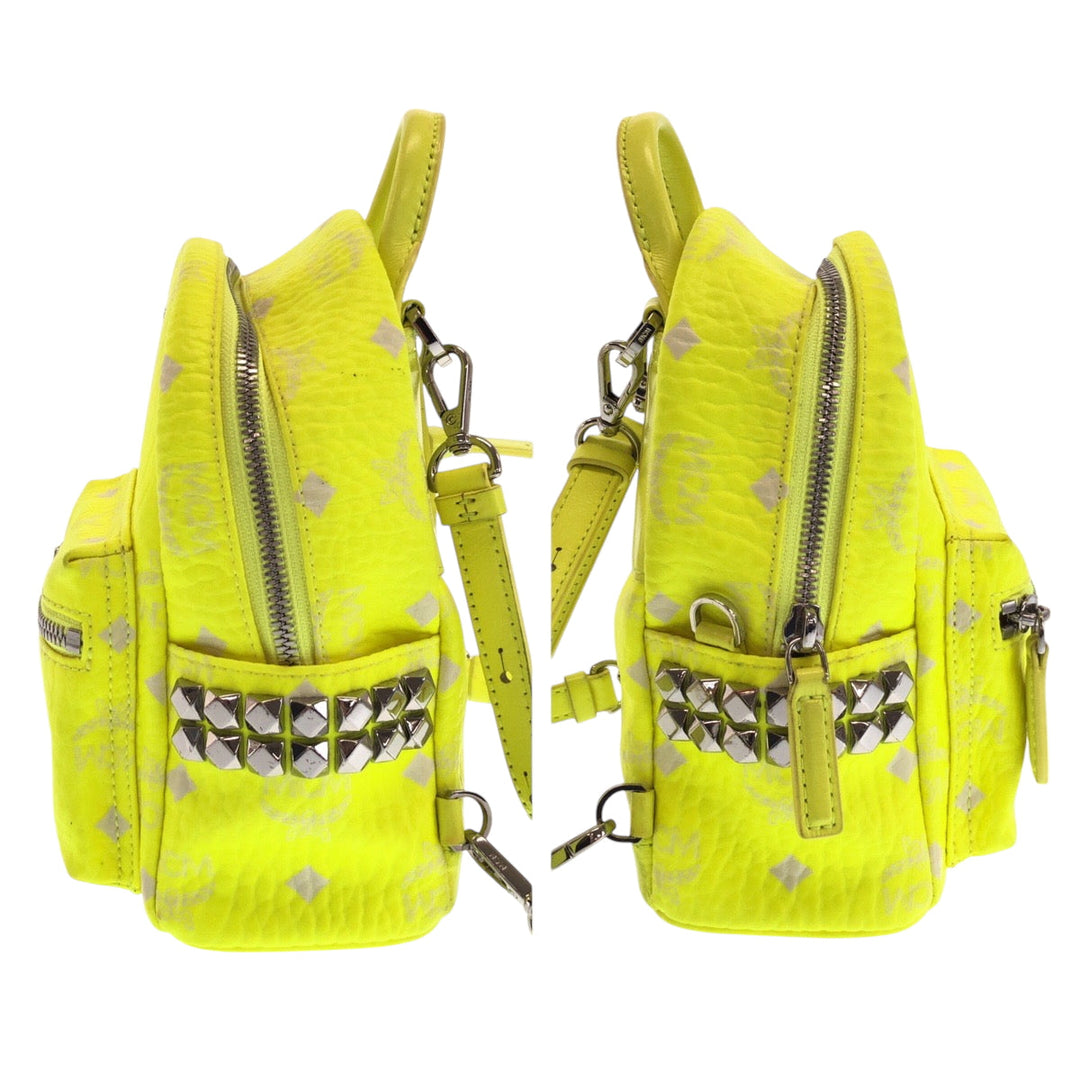MCM Backpack leather Yellow Neon Color Backpack Backpack Visest Women Used Authentic