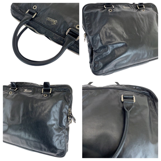 GUCCI Business bag 211113 leather Black SilverMetal Business bag handbag mens Used Authentic