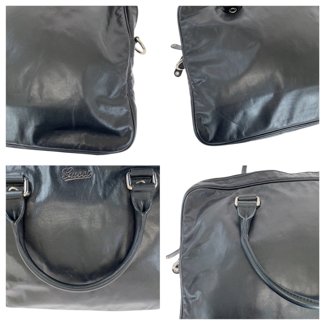 GUCCI Business bag 211113 leather Black SilverMetal Business bag handbag mens Used Authentic