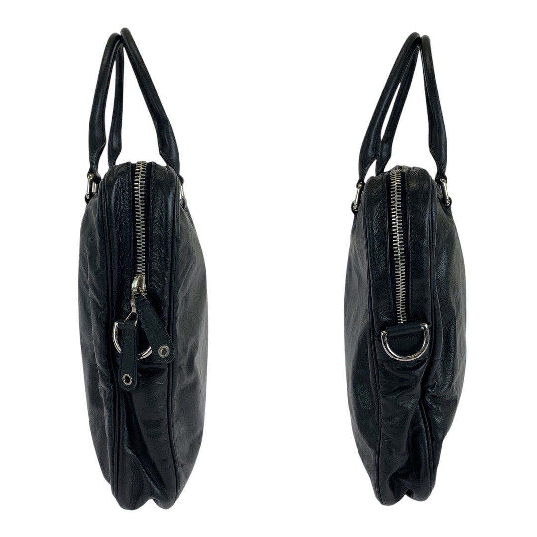 GUCCI Business bag 211113 leather Black SilverMetal Business bag handbag mens Used Authentic