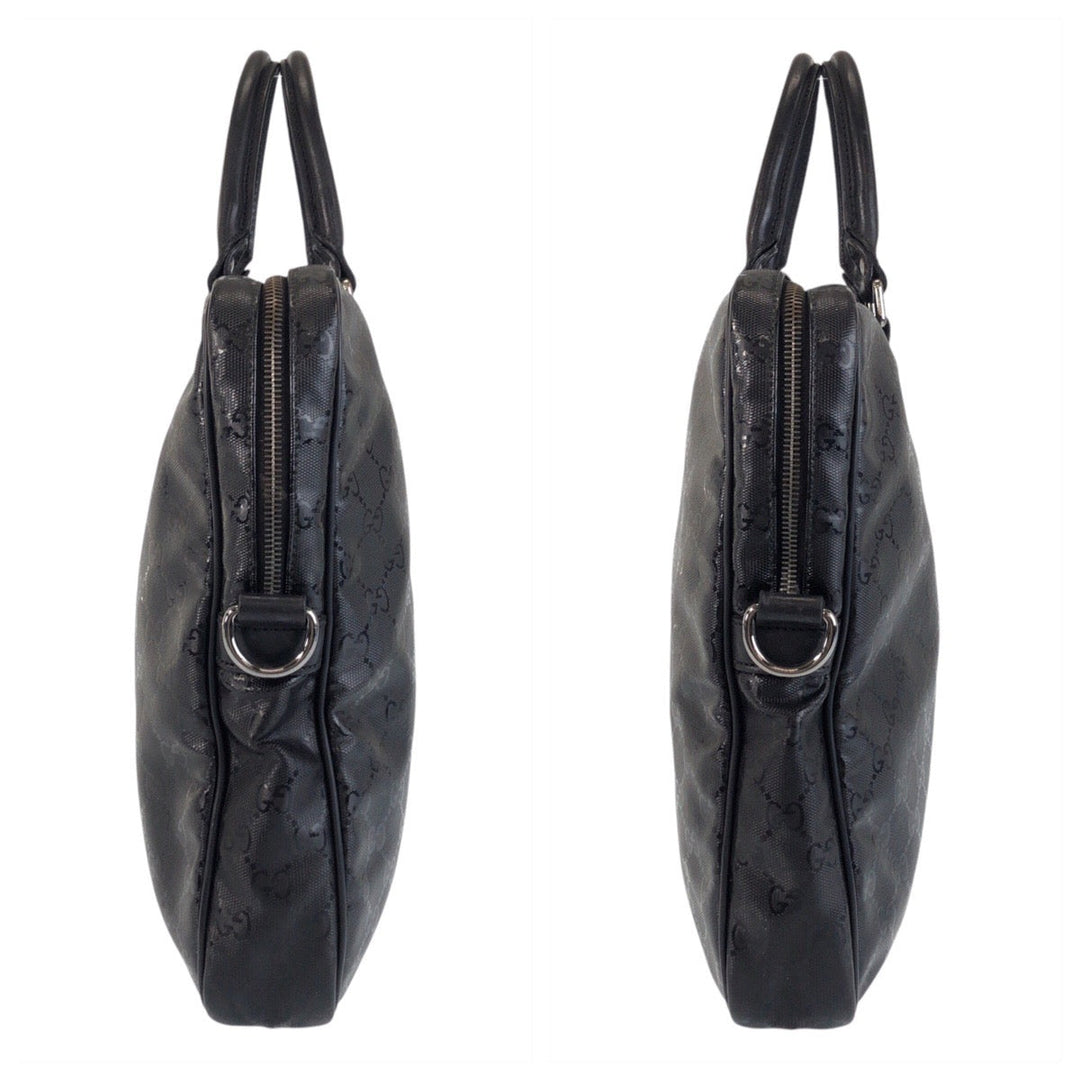 GUCCI Business bag 201480 PVC, Leather Black black Business bag briefcase GG implementation mens Used Authentic