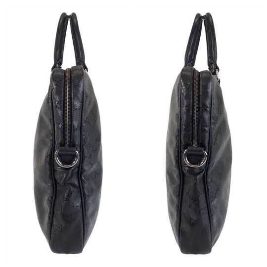 GUCCI Business bag 201480 PVC, Leather Black black Business bag briefcase GG implementation mens Used Authentic