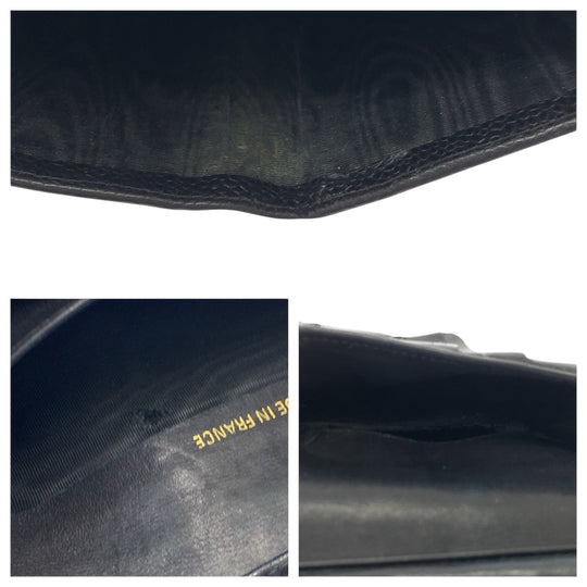 CHANEL Long Wallet Purse Caviar skin Black GoldMetal Long Wallet Purse COCO Mark Women Used Authentic