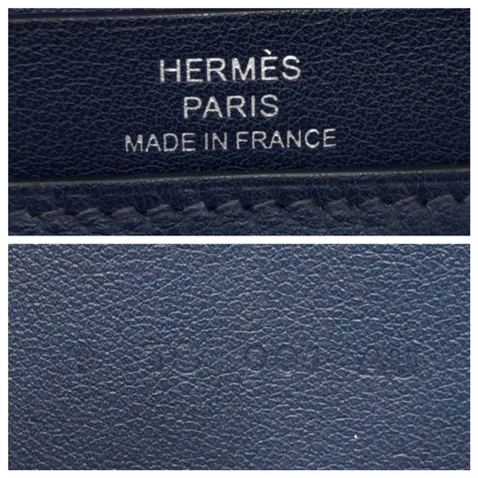 HERMES Long Wallet Purse Vaux Swift Navy Blue Indigo Long Wallet Purse Citizen twill long mens Used Authentic