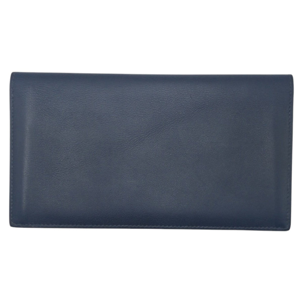 HERMES Long Wallet Purse Vaux Swift Navy Blue Indigo Long Wallet Purse Citizen twill long mens Used Authentic