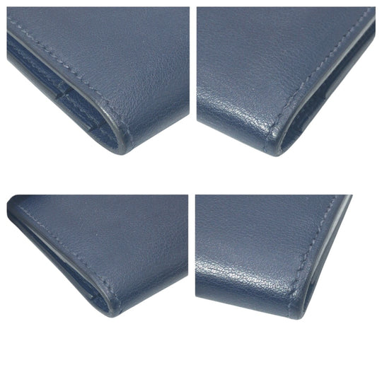 HERMES Long Wallet Purse Vaux Swift Navy Blue Indigo Long Wallet Purse Citizen twill long mens Used Authentic