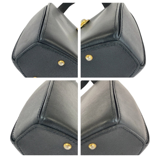 CELINE Tote Bag leather Black GoldMetal Tote Bag handbag Women Used Authentic