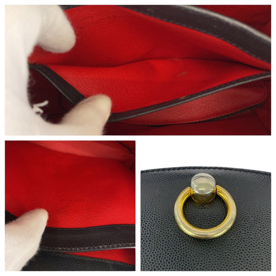 CELINE Tote Bag leather Black GoldMetal Tote Bag handbag Women Used Authentic