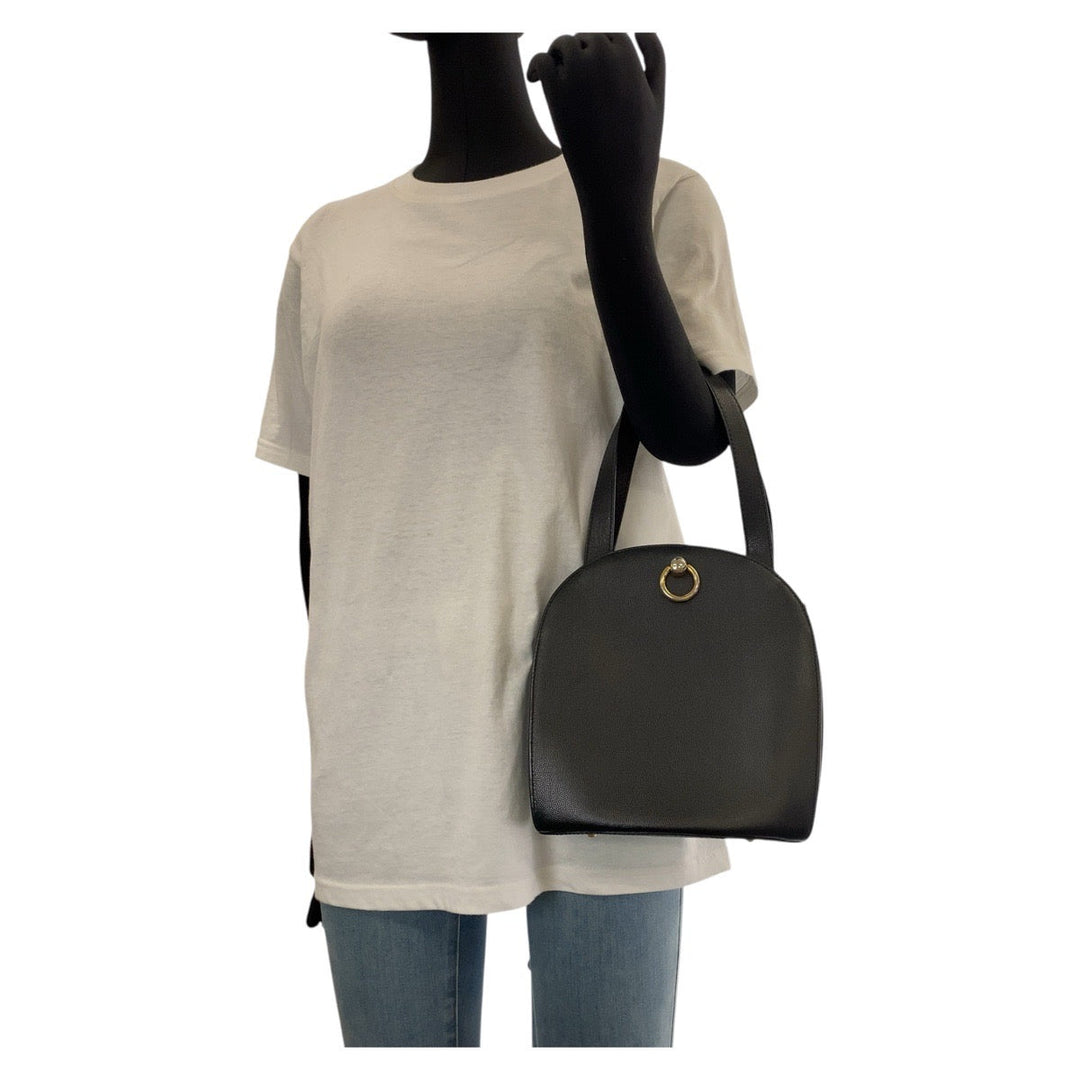 CELINE Tote Bag leather Black GoldMetal Tote Bag handbag Women Used Authentic