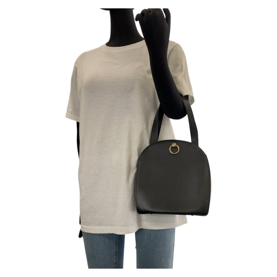 CELINE Tote Bag leather Black GoldMetal Tote Bag handbag Women Used Authentic