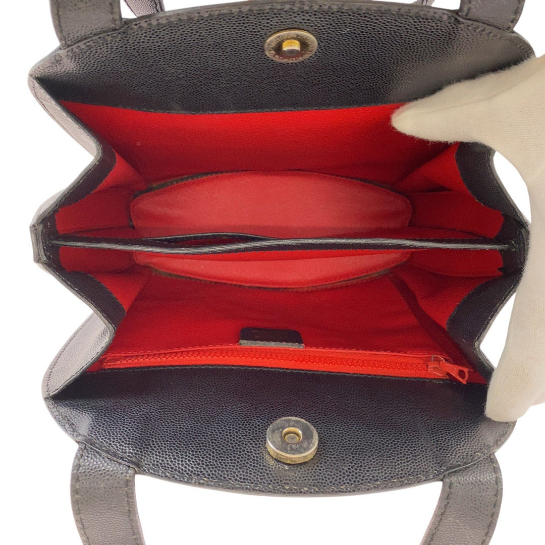 CELINE Tote Bag leather Black GoldMetal Tote Bag handbag Women Used Authentic