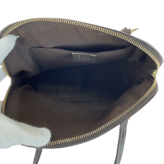 GUCCI Handbag 351403 PVC Brown Beige Gold Metal Handbag GG crystal Women Used Authentic