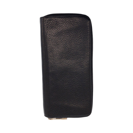 LOUIS VUITTON Long Wallet Purse M58412 leather Black SilverMetal Long Wallet Purse Zip Around Zippy Wallet Vertical mens Used Authentic